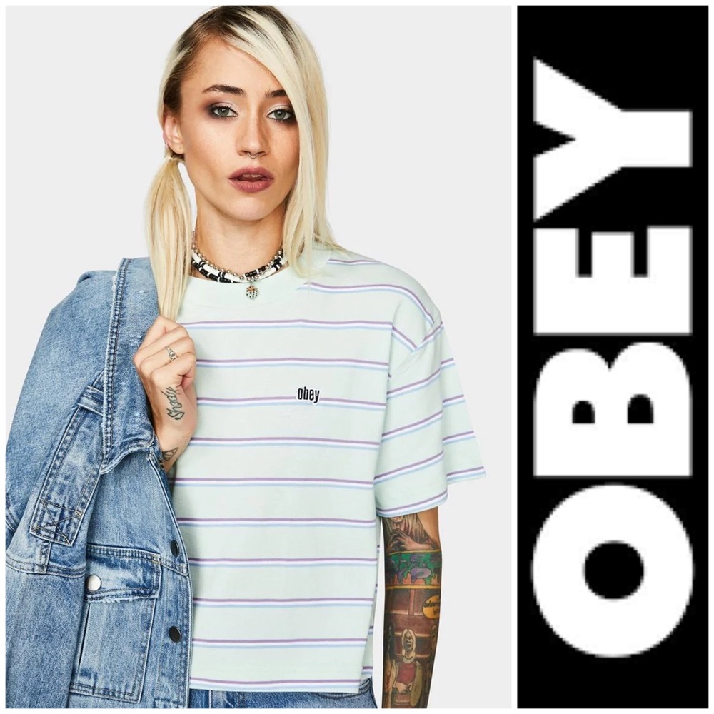 Obey Ernie Cropped Mock Tee NWT